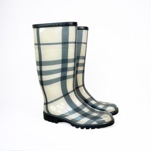 Burberry Nova Check Plaid Tall Wellington Rain Boots